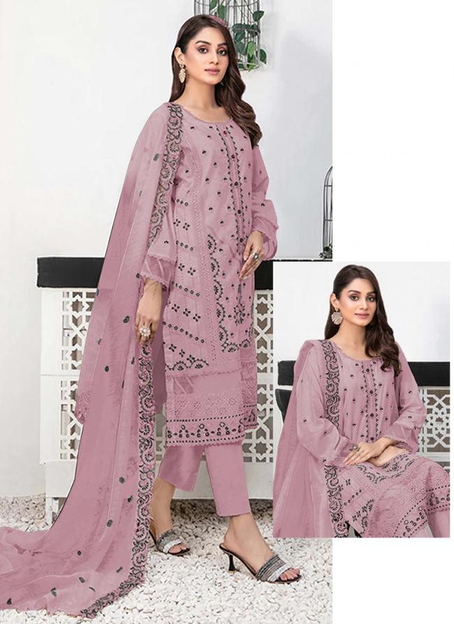 Faux Georgette Pink Festival Wear Embroidery Work Pakistani Suit 